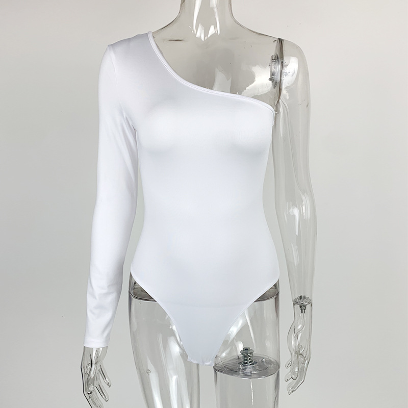 Comercio exterior al por mayor transfronterizo chicas calientes sexy ropa de mujer 2024 otoño nuevo estilo europeo y americano mono ajustado de manga larga de un solo hombro mujeres