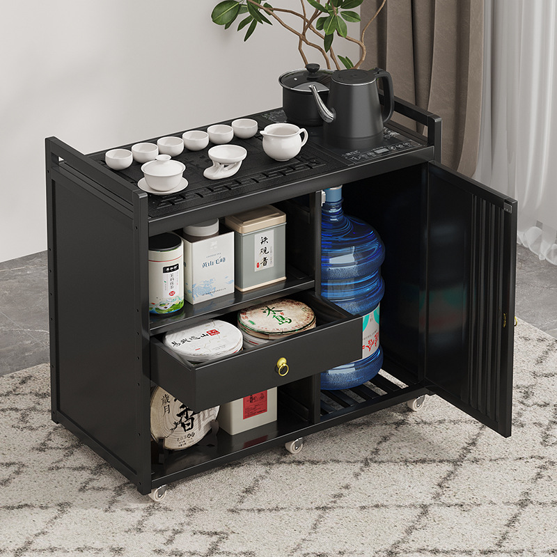 Mesa de té móvil balcón casa pequeña mesa de té carrito de té hervidor de agua integrado gabinete de té con ruedas mesa lateral de té juego de té traje