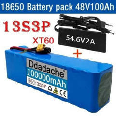 電動自転車バッテリー 13S3P48v100mah リチウム電池 18650 リチウムイオン電池パック 13 シリーズ 3