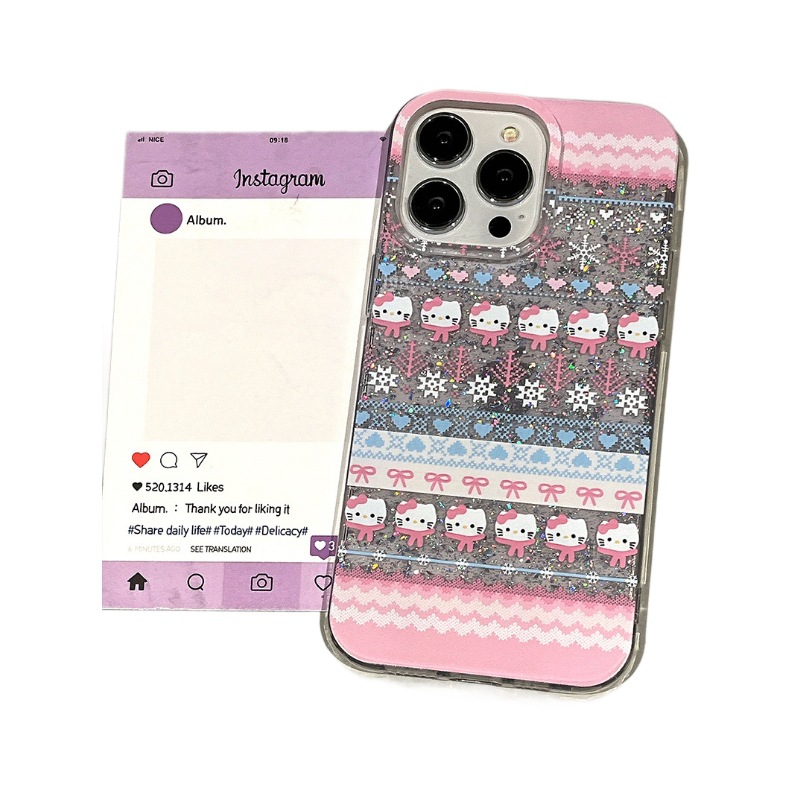 Brillante de epoxi para Apple 16PROMAX Cute Penguin Funda para teléfono Apple 11 Hello Kitty Funda protectora anti-caída