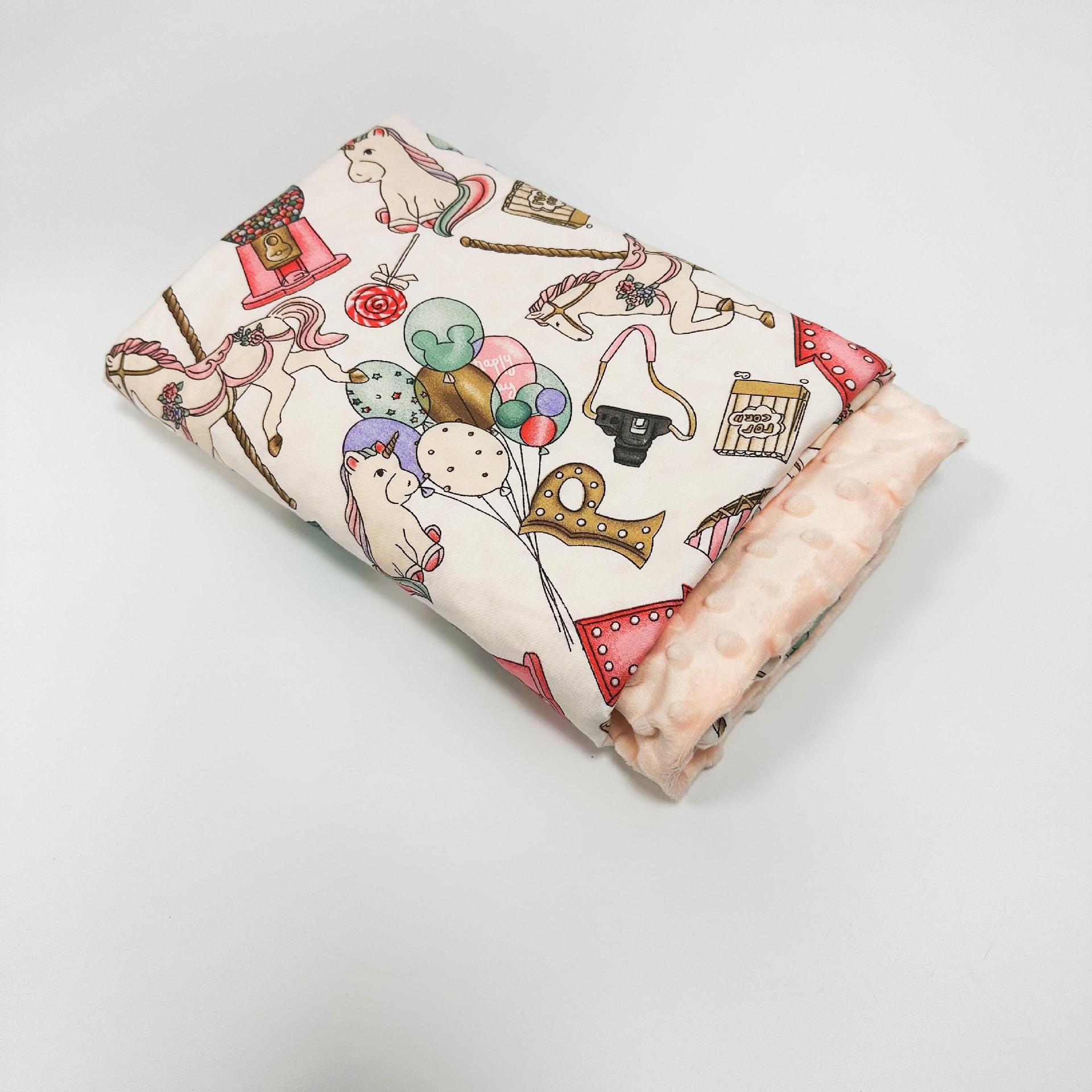 Algodón para niños Four Seasons Beanie manta de felpa calmante ropa de abrigo Beanie manta de primavera y otoño de doble capa cubierta de bebé edredón de felpa corta