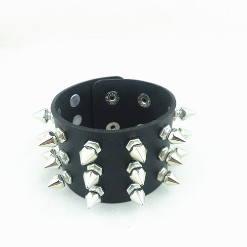 European and American fashion hip-hop sharp rivets 3 rows of domineering trendy punk couple bracelets accessories bracelets