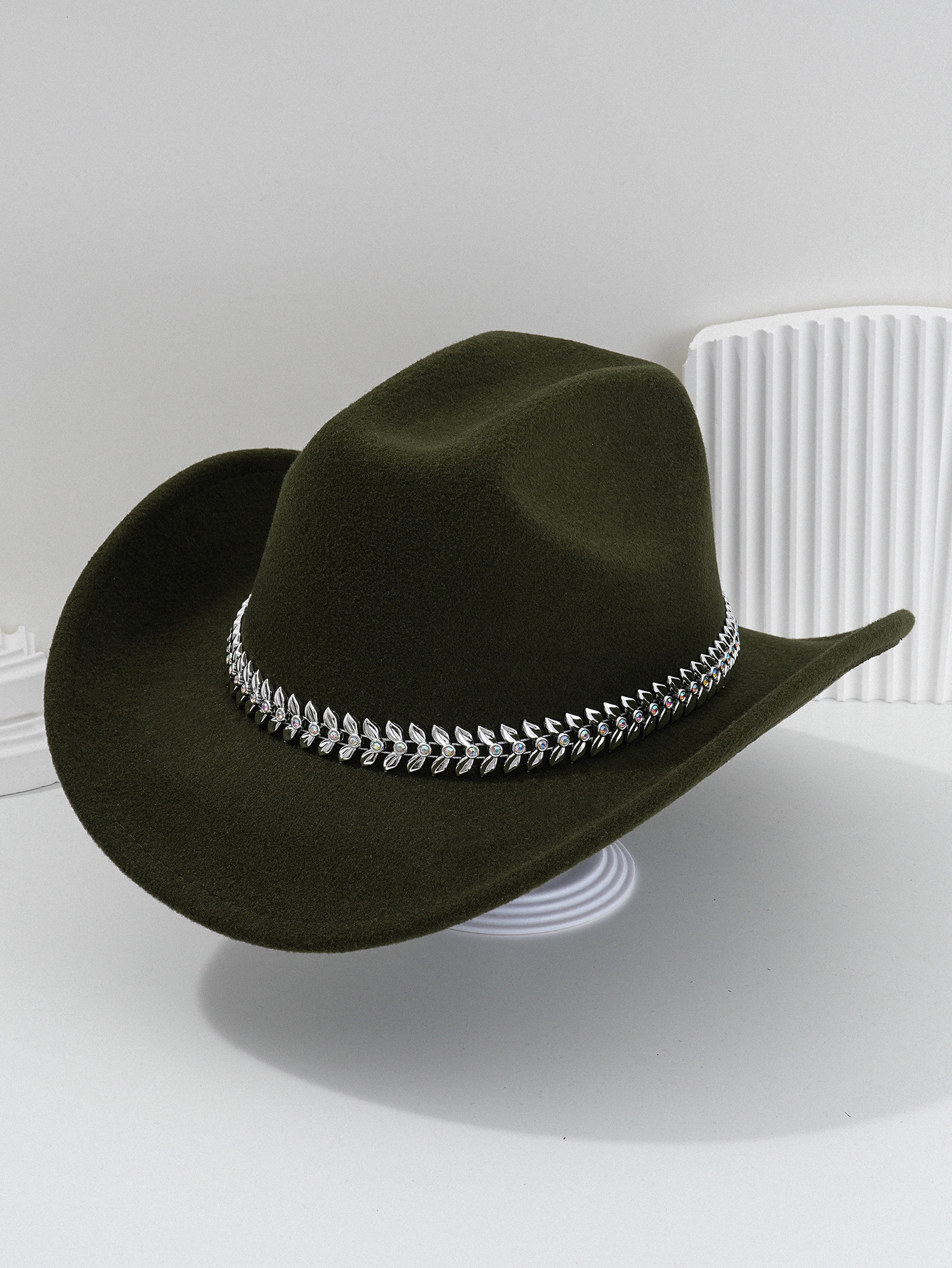 Panama cowboyhatt med 3d-löv rhinestone bälte för fest_voghion.com
