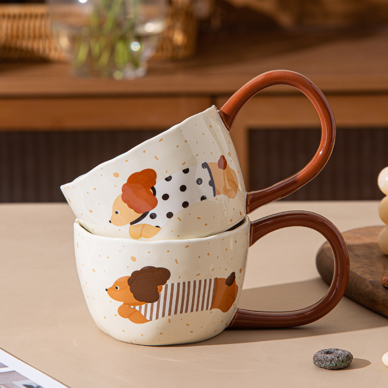 Protect puppy mug cartoon big ear ceramic cup high-value ins Feng…