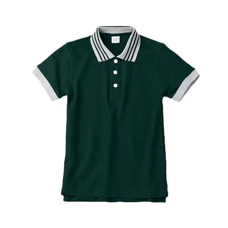 Детская футболка, голубой и белый polo, летняя форма для учащихся, с коротким рукавом