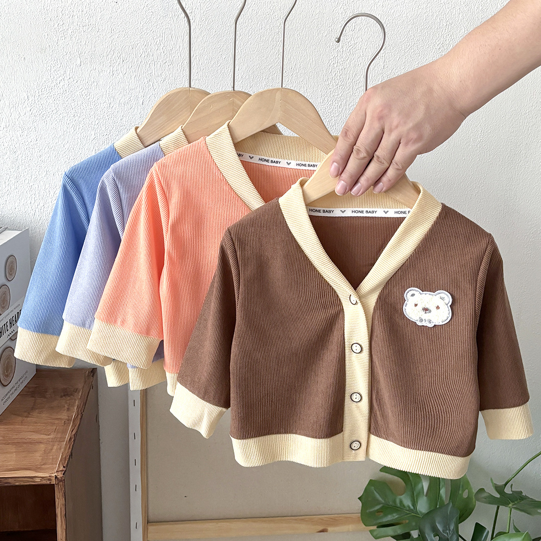 Comercio exterior transfronterizo chaqueta de punto para niños primavera y otoño camisa coreana cardigan chaqueta de moda infantil