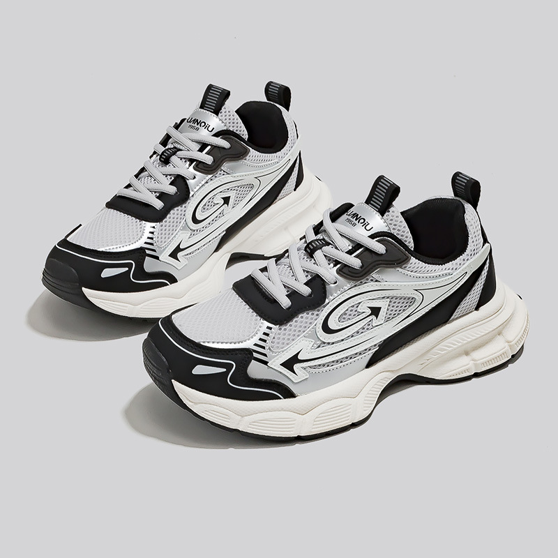 Universal Thick-Soled Sneakers 2024 Spring New Distressed Men's Shoes Heightening Casual Breathable Versatile Distressed Dad Shoes