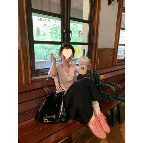 Sweet and Cute Women's College Style Short Sleeve Shirt 2025 Summer Fresh and Youthful Slimming Top Underclothing