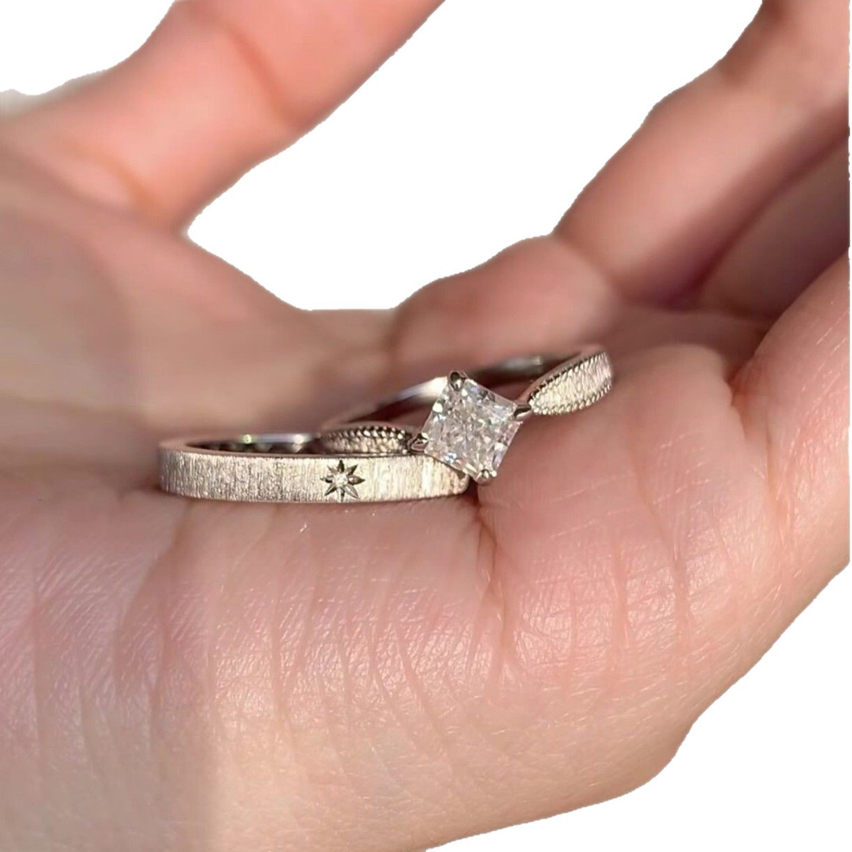 Vintage Princess Cut Diamond Ring For Women Square Retro Style_voghion.com