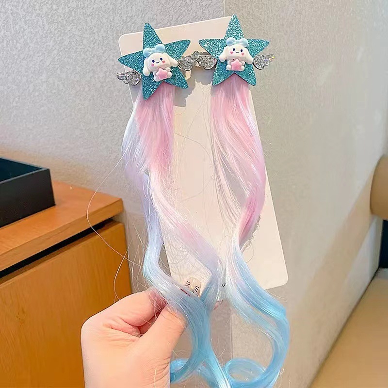子供のファンタジーマイリトルポニーリボンかつらヘアピン少女漫画スタイル女の子弾性ふわふわヘアアクセサリー|undefined