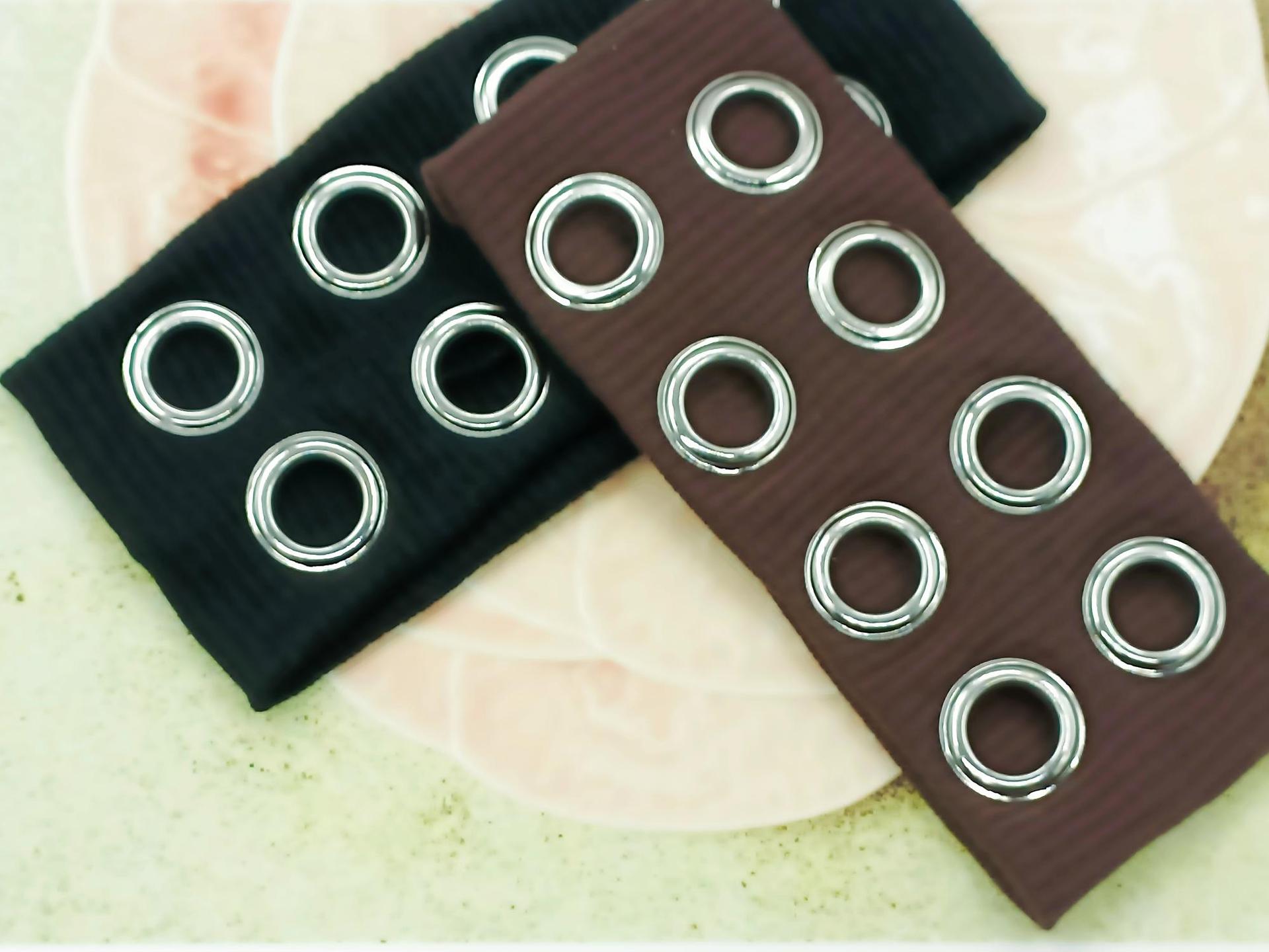 HW241201-20x8cm针织布+8气眼朋克风钉釦头带-