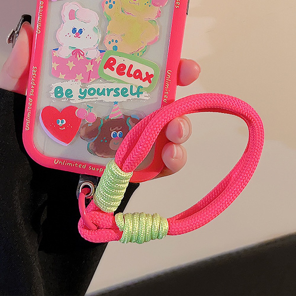 Cuerda de mano tejida multicolor para móvil, anti-pérdida, estilo a contraste