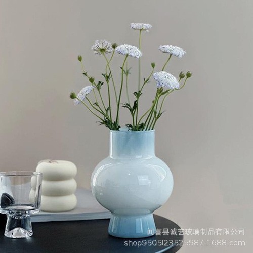 A mediados de la antigua Finton frío gris vidrio florero ins estilo de alto grado estilo francés de alta apariencia sala de estar arreglo floral Decoración