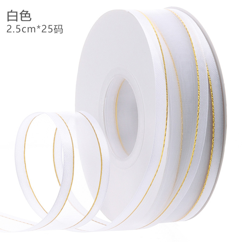 2,5 cm borde ancho hilo de nieve regalo embalaje cinta Ropa Accesorios cinta al por mayor flor embalaje cinta personalización