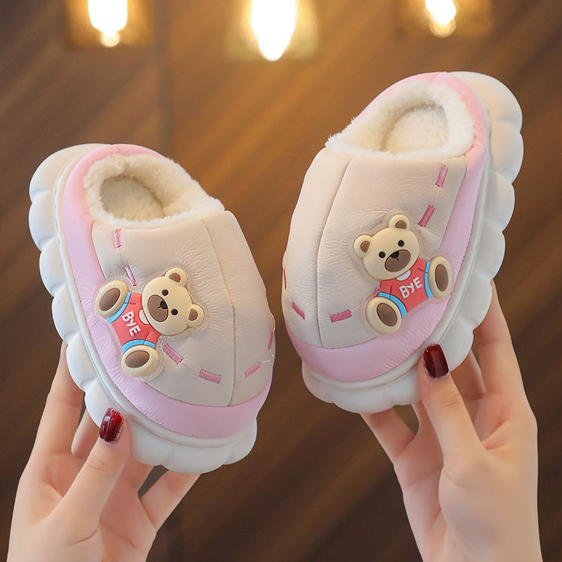 Protezione invernale per bambini, pantofole di peluche ispessite per bambini, pantofole di cotone impermeabili e carine per ragazzi e_voghion.com