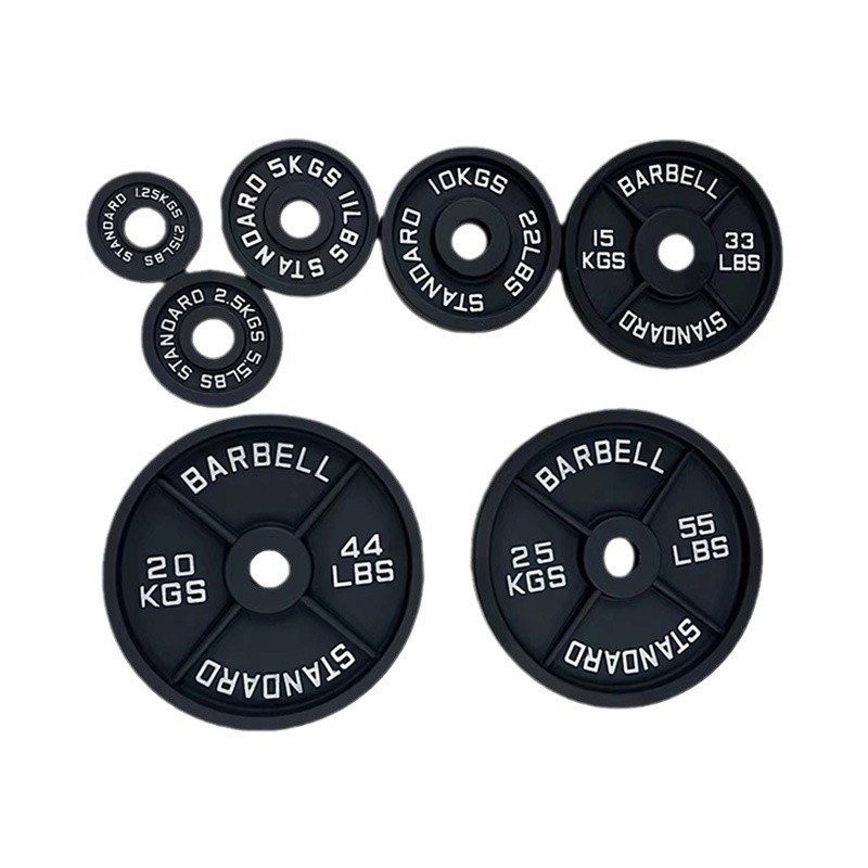 Tres y cuatro agujeros de hierro fundido revestido de barras de peso gimnasio de peso de polo austríaco pieza de campana voladora gran agujero cuatro fuerza de pieza de tendón