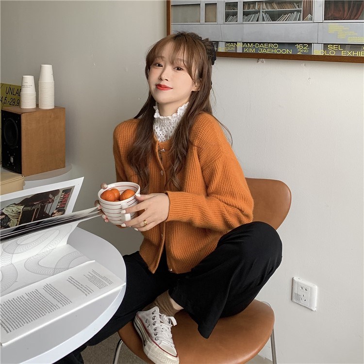 Japanese retro sweater 2022 Autumn new style soft and fluffy knitted sweater, loose short cardigan jacket for women pic 37