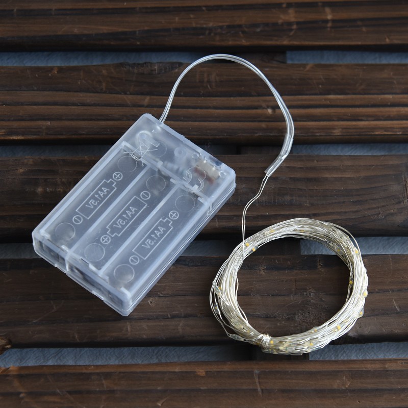 Árbol de Navidad luz decorativa cálida lámpara de alambre de cobre blanco cálido caja de batería de luz cálida CADENA DE LUZ DE Navidad amarillo material de DIY