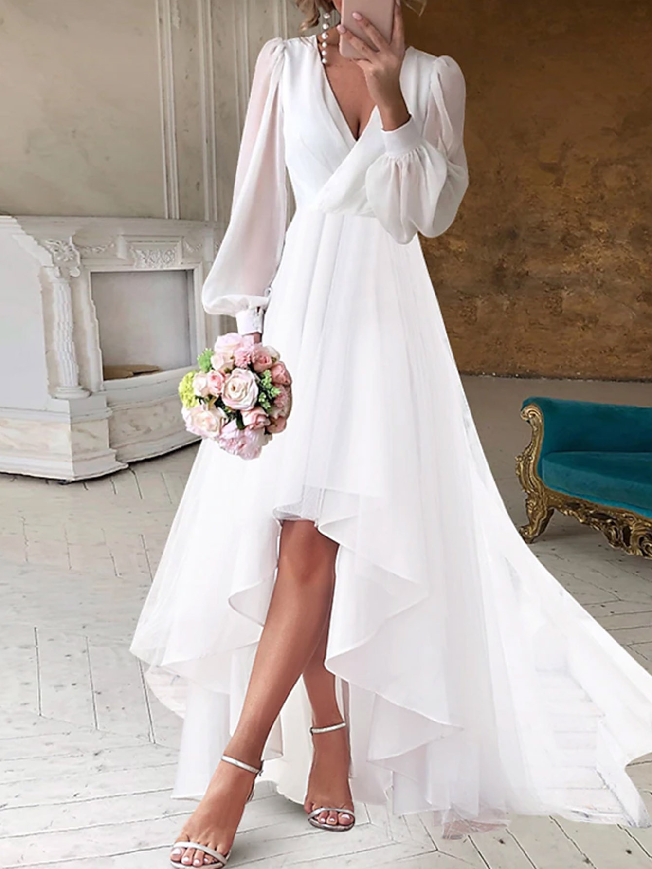 Elegant solid color fitted long-sleeve