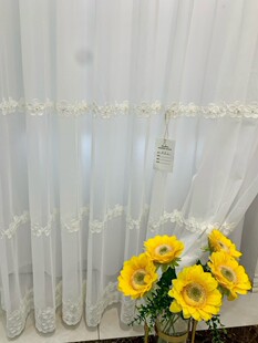New white gauze beaded embroidered window screen flower balcony all-match gauze curtain finished white bedroom living room partition manufacturer