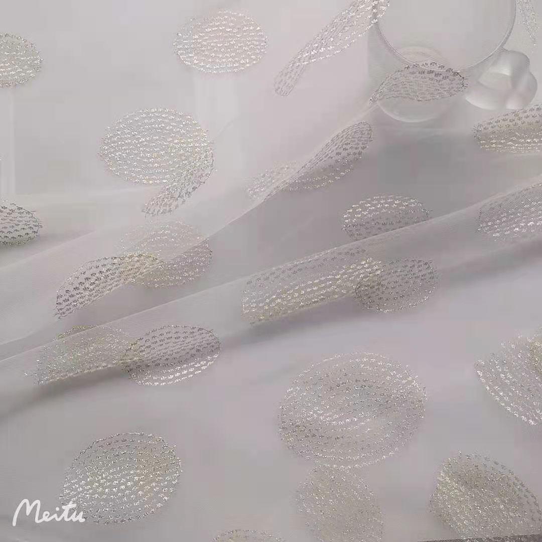 春夏新款无弹锦纶金丝银丝大圆圈小圆圈提花网纱 大气时尚款 现货