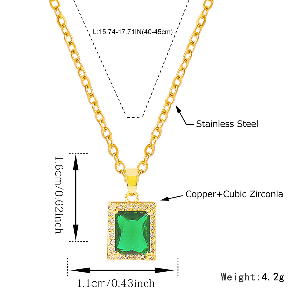 retro heart green diamond necklace animal geometric clavicle chain