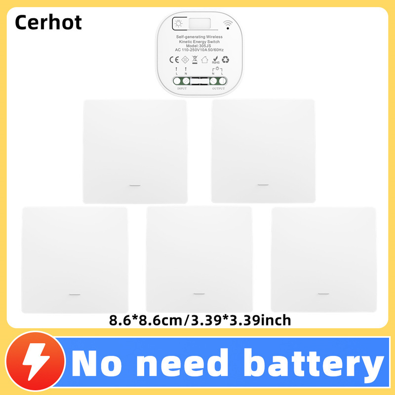 電池不要、防水、スマート、自己発電、ワイヤレス、動力エネルギー式スイッチ、リバウンド式、家庭用、リモート操作、自由に貼れるリモコンボタン|undefined
