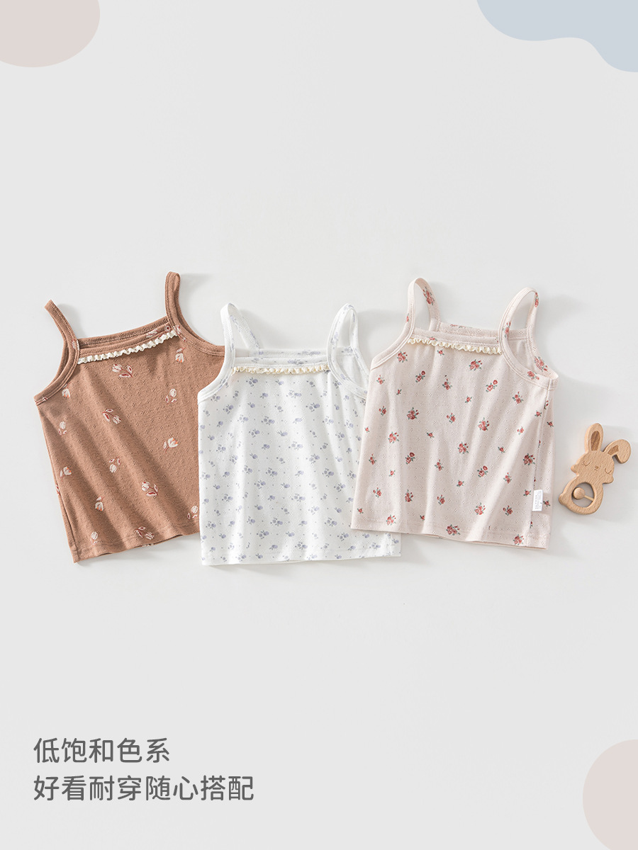 2026 verano primavera y verano niñas exquisita chaleco de cabina de algodón para bebés flores delgadas chaqueta delgada dulce ropa para el hogar