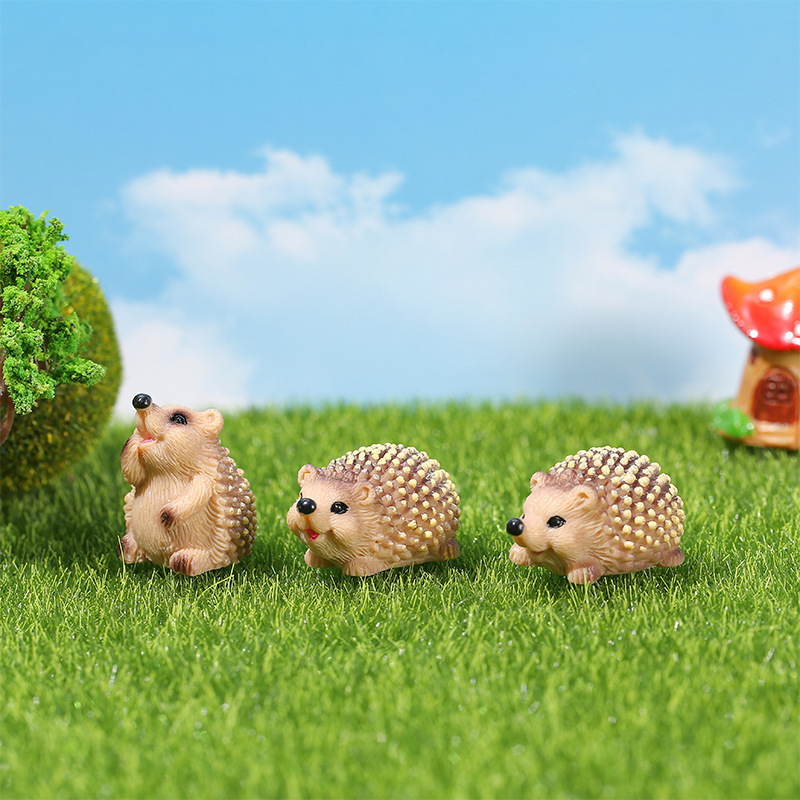 Cute Hedgehog Micro Landscape Ornaments DIY Decorations Simulation Animal Resin Crafts Hedgehog Ornaments