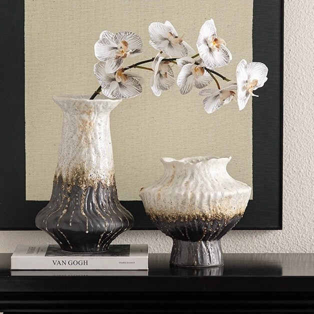 Ceramic Vase Ornaments Retro Soft Decoration Hotel Model Room Living Room B&B Restaurant Desktop Flower Arrangement Stoneware Home