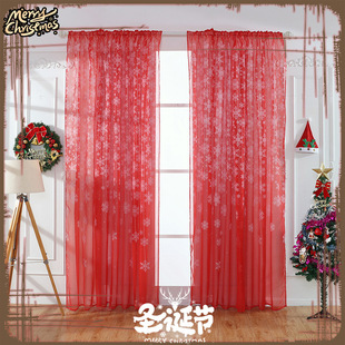 Cross-Border Hot Product Amazon Ebay Aliexpress Snowflake Christmas Curtain Printed Window Screen Gauze Curtain Christmas Curtain