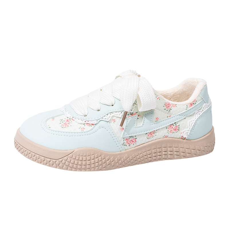 Baja fuerza de retroalimentación, zapatos de entrenamiento literario cómodos, flores de encaje, zapatos casuales frescos, ligeros, estilo universitario, zapatos de sola gruesa para mujeres