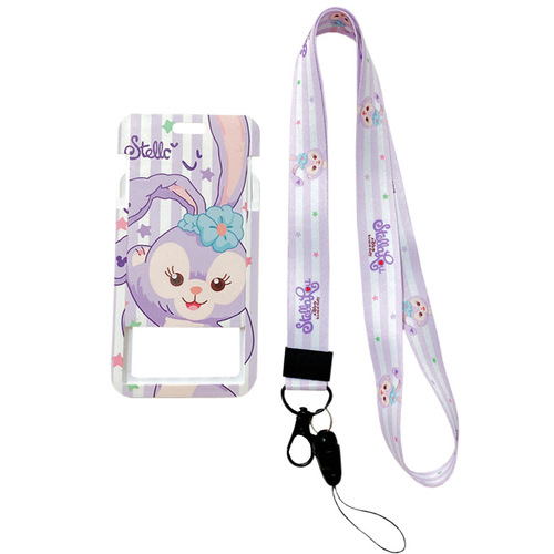 Student bus card holder halter neck long rope cartoon meal card ABS campus card Charlie storage card holder Stitch cute