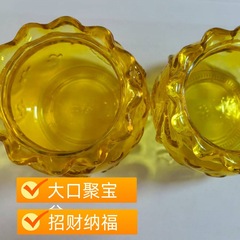 大口聚宝盆厂家直销招财纳福水晶办公摆件琉璃公司礼品家居黄水晶