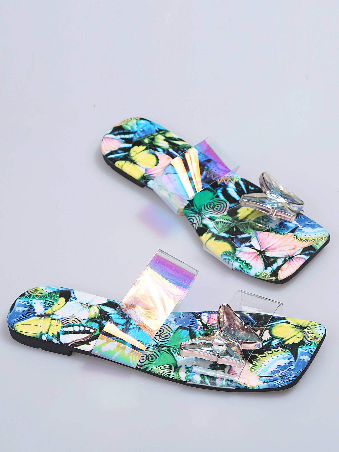 Butterfly Pattern Transparent Sandals NSJJX67769