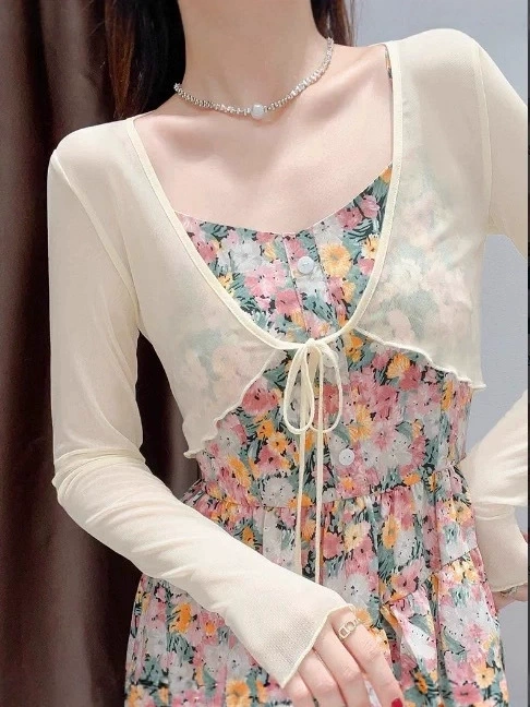 Дизайн тонкой летней кофты-кардигана, slip dress, накидка, тренд сезона, солнцезащита