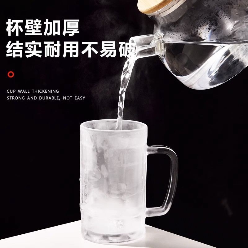 Vaso de cerveza de vidrio, taza de cerveza de barril, hogar, barra de 500ml, taza de agua con mango de piña de gran capacidad, taza de té engrosada