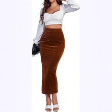 2025秋冬新款金丝绒包臀半身裙女高腰包臀长裙修身显瘦百搭中长裙