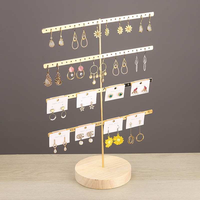 국경 간 철 귀걸이 스탠드, 귀걸이 디스플레이 스탠드, 노점용 다층 보석 스탠드, 귀걸이 카드 디스플레이 스탠드, 원목 스탠드