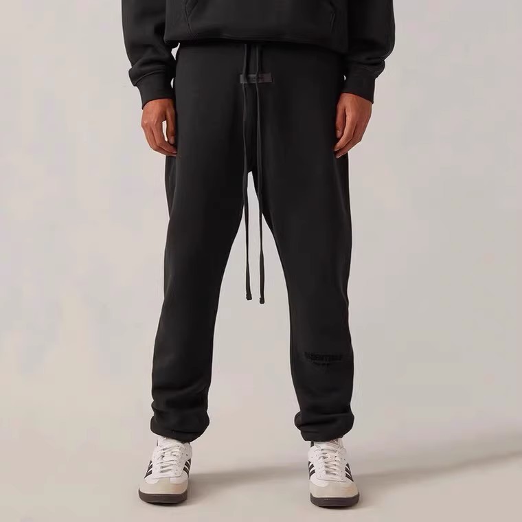 High-street ESSENTIALS multi-line trendy men's terry cloth loose-fitting long pants with flocked cuffs