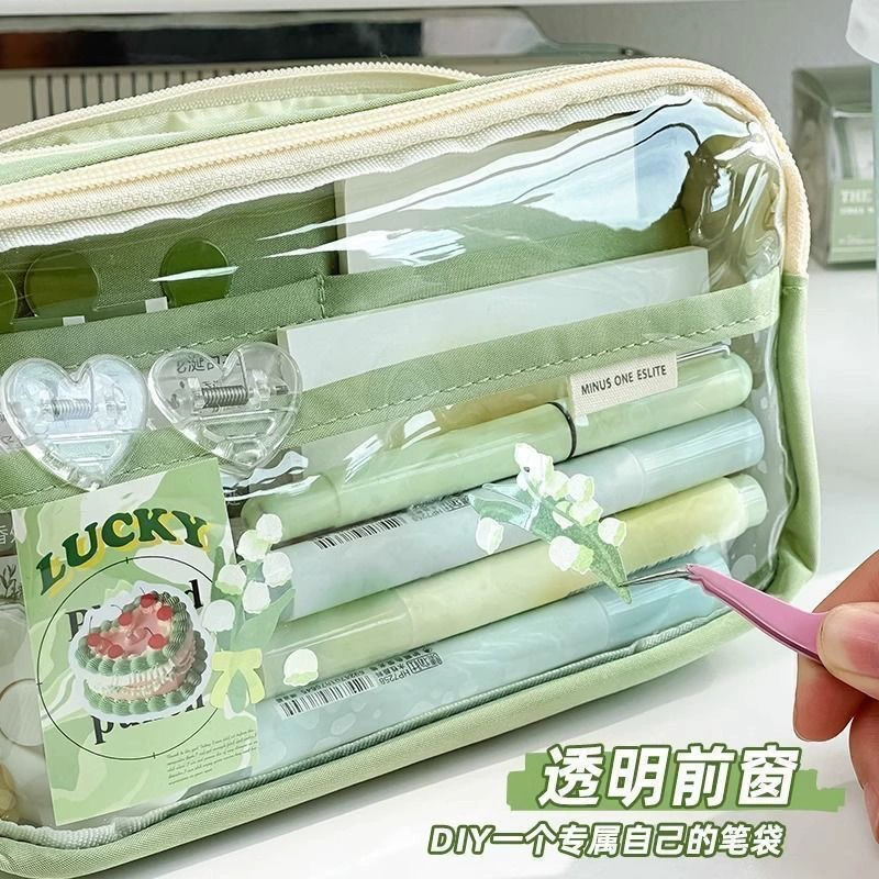 Transparent high quality small pencil case for students, 2024 years, South Korea