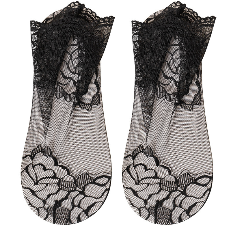 Calcetines de encaje de verano transpirables antideslizantes no caen calcetines de tacones dulces calcetines invisibles de boca superficial al por mayor