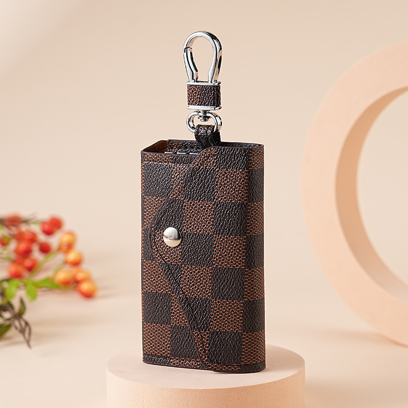 Estuche para llaves a cuadros simple de moda transfronteriza 2025 Estuche para llaves de GM con diseño a presión de estilo caliente de Amazon