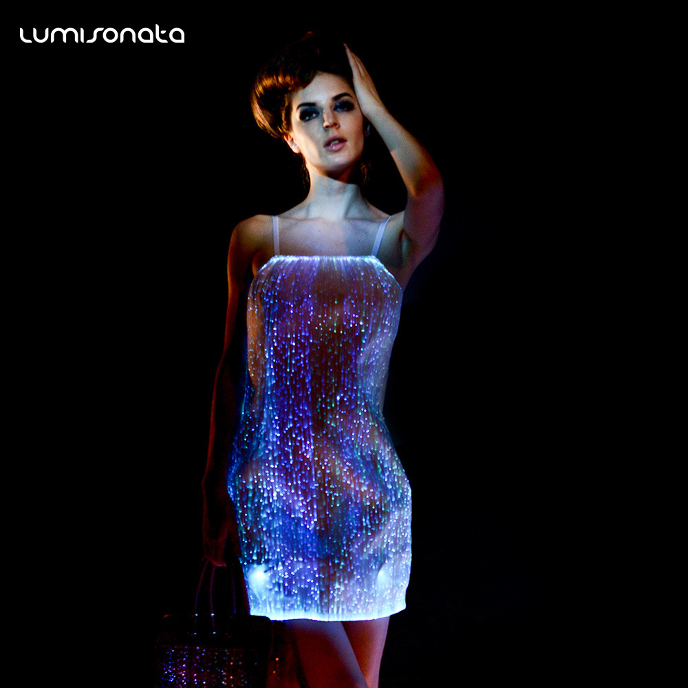 Luminous Optical fiber skirt LED light dress fashion performance skirt nightclub Disco concert ball gown