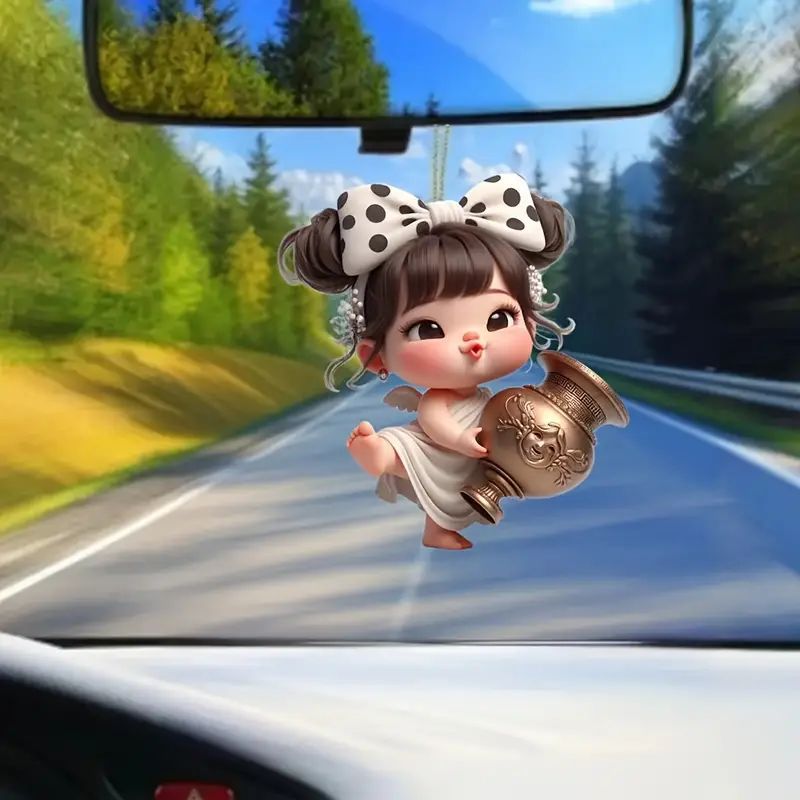 2D nuevos productos lindos colgantes de chicas de dibujos animados acrílicos planos transfronterizos automóviles retrovisor interior decoración colgantes mochilas image 3