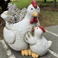 創意樹脂庭雌鶏ひよこ像置物ホームデスクトップバルコニー装飾置物工芸品