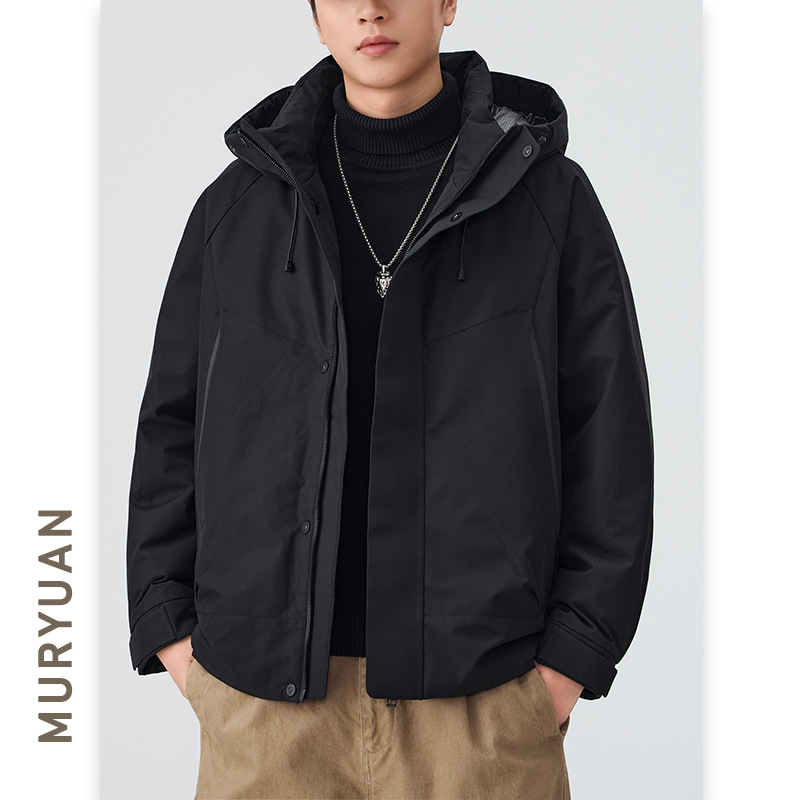 Mu Yuan 남자 겨울 90 화이트 구스 다운 재킷 남자의 고급 방풍 방한 야외 두꺼운 재킷