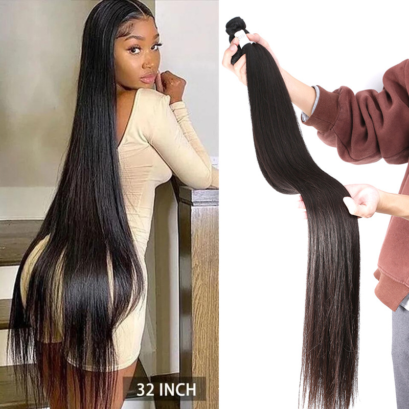 跨境假发长档顺发发条40inch human hair bundles真人发发帘
