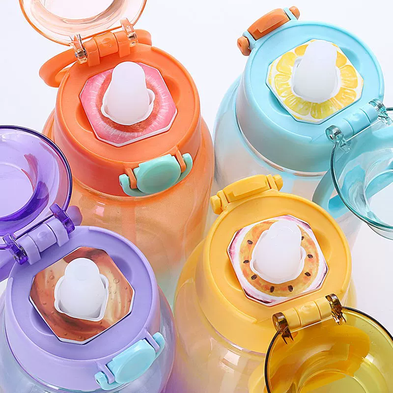 Two-color plastic straw with glass for men and women for elementary school students, gradient