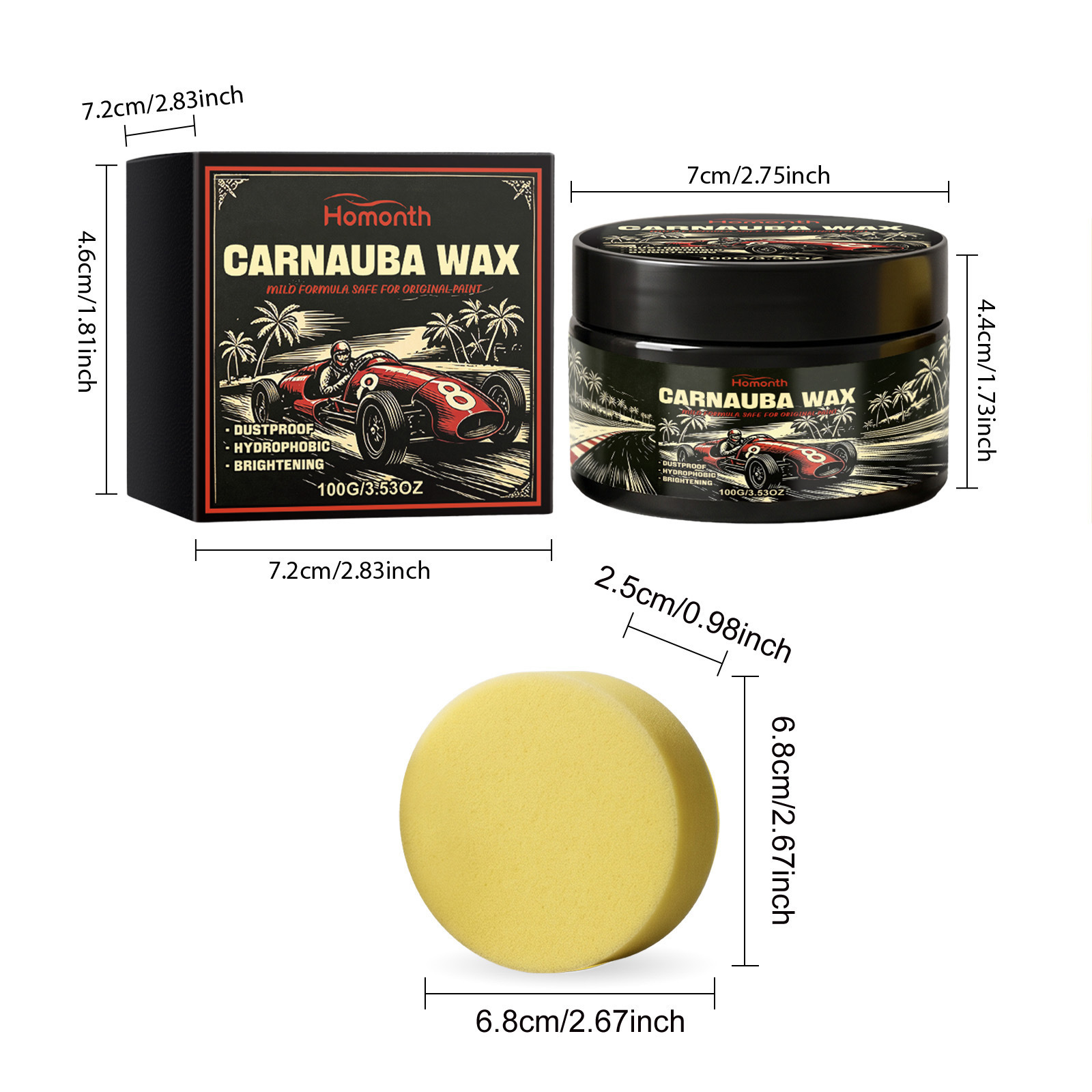 Cross-Border Homonth Brazilian Palm Wax Car Paint Scratch Repair, Maintenance, Refurbishment, Cleaning, and Gloss Enhancement